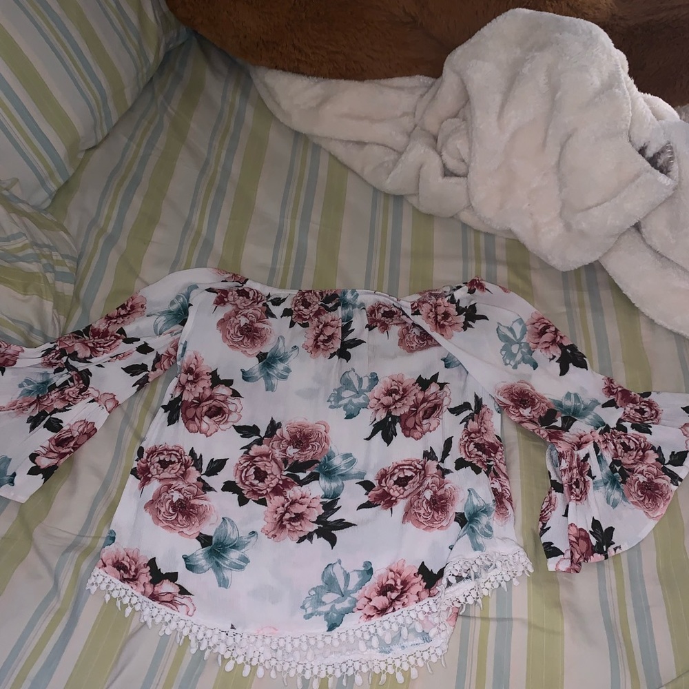 Floral off the shoulder shirt